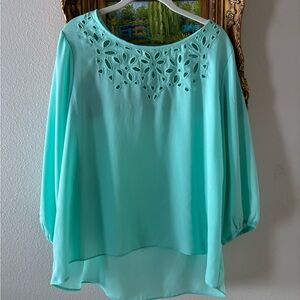 Eyeshadow Aqua Blouse with Cutout Design